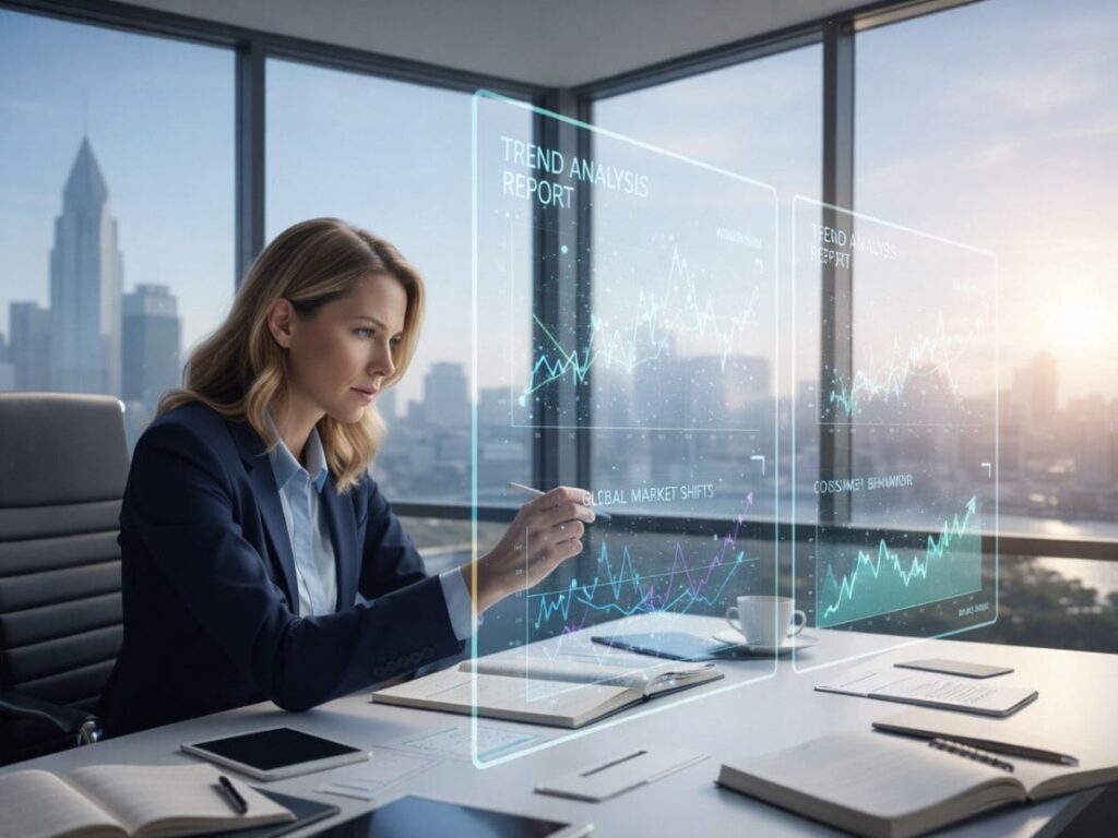 データを読み解く女性の写真