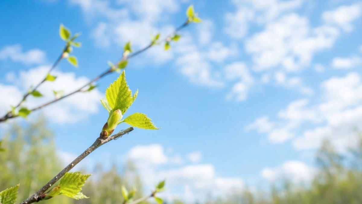 青空と新芽の写真