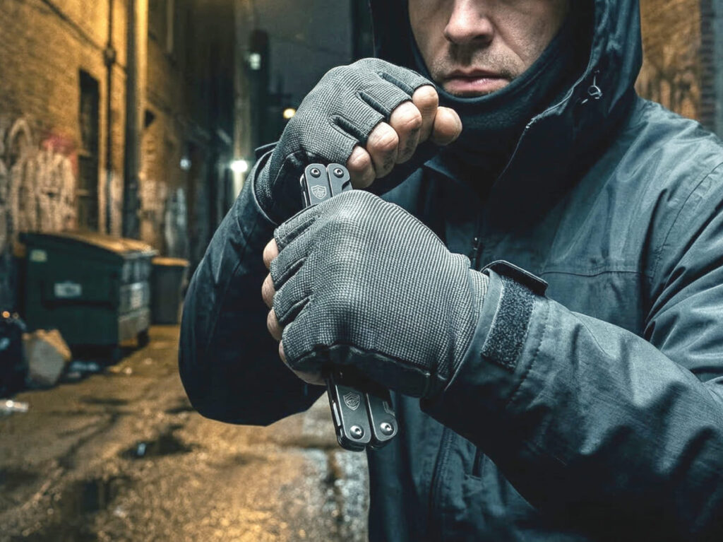 自己防衛する男性の写真