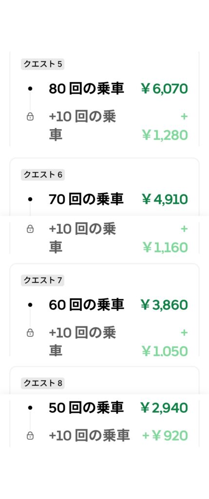 7/13週の日跨ぎクエスト選択肢（クエスト5〜8）